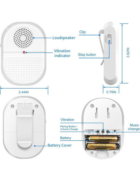 CallToU Botón de Llamada Inalámbrico para Cuidadores 2 Receptores