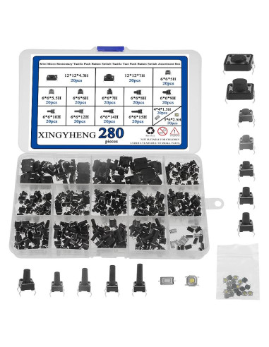 280 Piezas Interruptores de Botón Táctil 4 Pines XLX