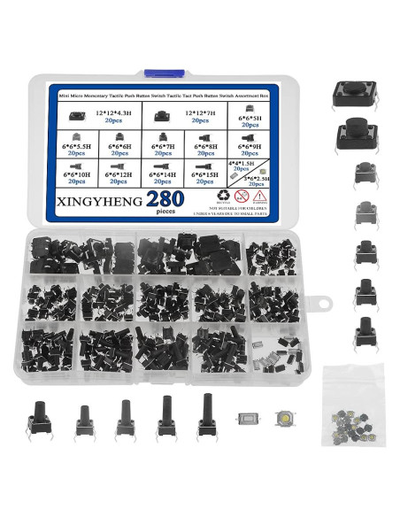 280 Piezas Interruptores de Botón Táctil 4 Pines XLX