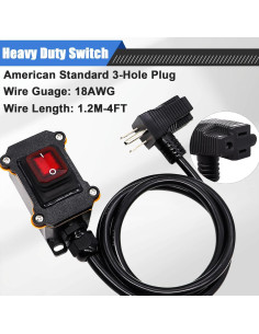 Interruptor de Cable Inline mxuteuk 4 Pies 18AWG IP67 Rojo 2