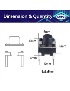 Interruptor Táctil 2 Pines 6x6 mm YOUFEN - 100 Pcs 2