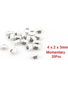 Interruptor Táctil uxcell SPST 4x2mm 20 Piezas Montaje SMD 2