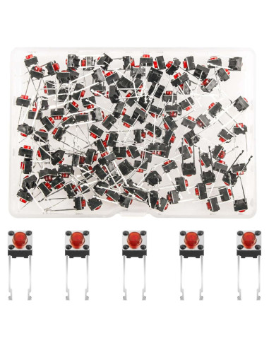 Interruptor Táctil Momentáneo 2 Pines Juasky Rojo 6mm