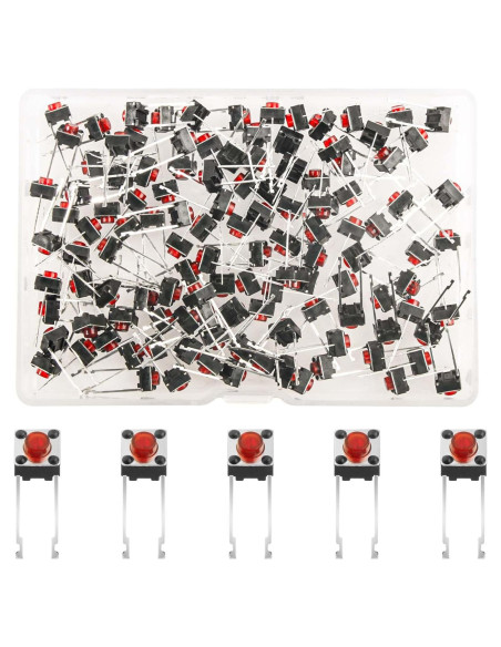 Interruptor Táctil Momentáneo 2 Pines Juasky Rojo 6mm