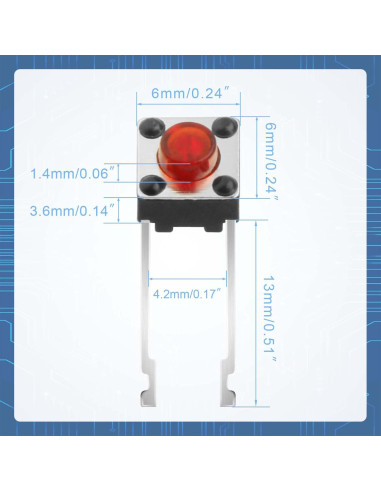 Interruptor Táctil Momentáneo 2 Pines Juasky Rojo 6mm