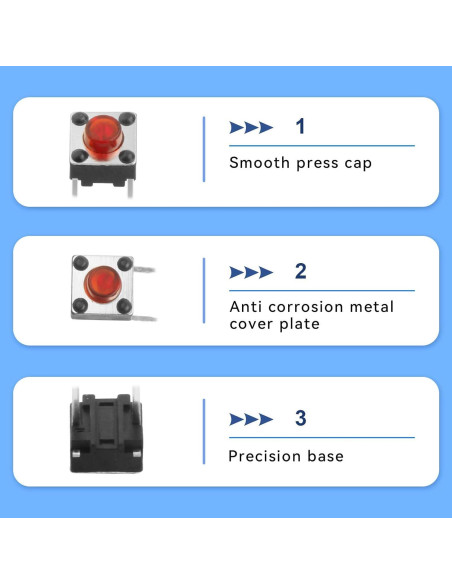 Interruptor Táctil Momentáneo 2 Pines Juasky Rojo 6mm