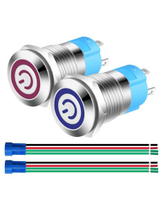 Interruptor de Botón Pulsador Gebildet 12mm Acero Inoxidable LED