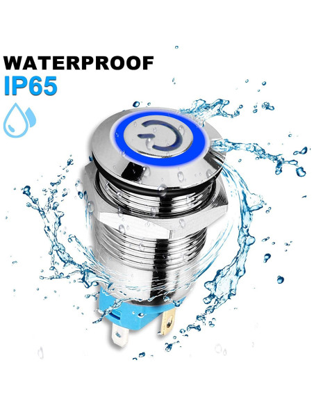 Interruptor de Botón Pulsador Gebildet 12mm Acero Inoxidable LED