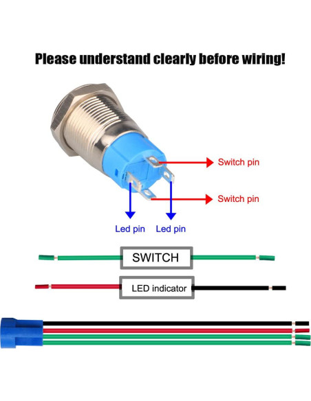 Interruptor de Botón Pulsador Gebildet 12mm Acero Inoxidable LED