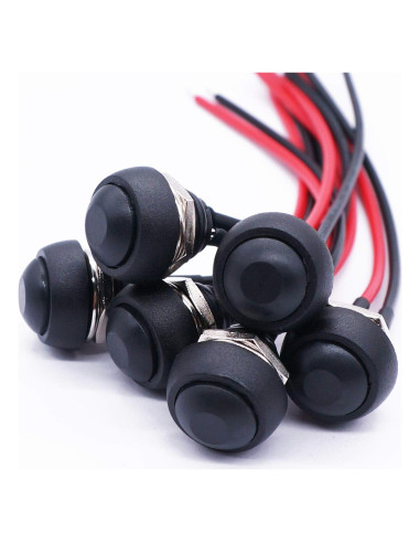 Interruptor Momentáneo Twidec 12mm 6 Unidades Negro IP54