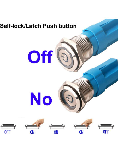 Interruptor de Botón Pulsador Gebildet 12mm Acero Inoxidable LED