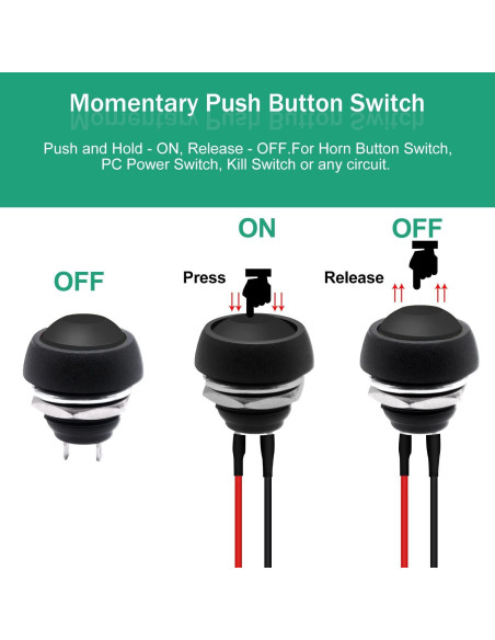 Interruptor Momentáneo Twidec 12mm 6 Unidades Negro IP54