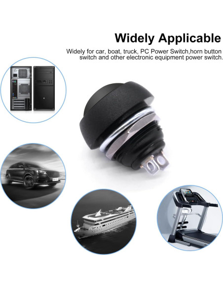 Interruptor Momentáneo Twidec 12mm 6 Unidades Negro IP54