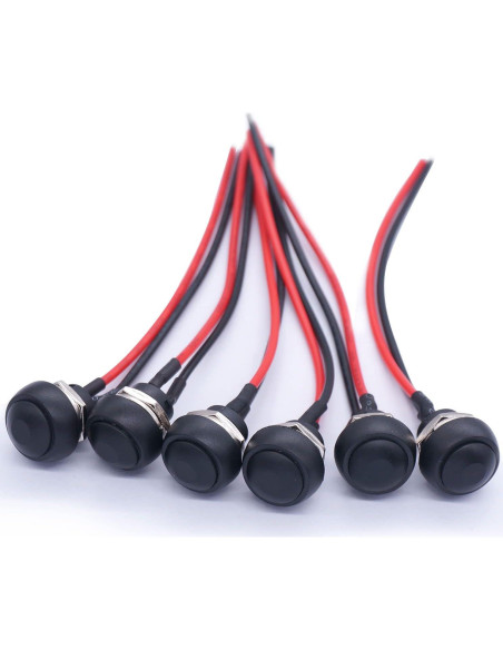 Interruptor Momentáneo Twidec 12mm 6 Unidades Negro IP54