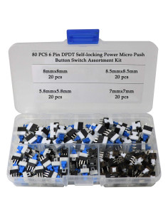 Kit de 80 Interruptores Micro DPDT Auto-bloqueo WOSKY 6 Pines