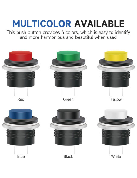 30 Interruptores de Botón Momentáneo 15mm Tmyjfjingxi Colores
