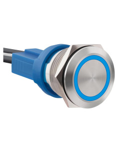 Interruptor pulsador de acero inoxidable LED 12-24V 20A Azul