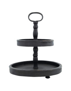 Bandeja de Madera 2 Niveles Creative Co-op EC0112 Negra