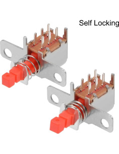 Interruptor DPDT 6 Pines uxcell Auto-bloqueante Rojo 5pcs 2