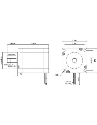 Motor Paso a Paso Nema 23 STEPPERONLINE 3Nm 4.2A 114mm