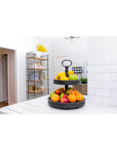 Bandeja de Madera 2 Niveles Creative Co-op EC0112 Negra 2