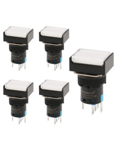 Interruptor de Botón Momentáneo Baomain 16mm 5 Pines DC 12V