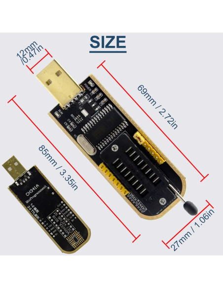Programador USB CH341A para EEPROM Flash BIOS 24 25 con Clip SOIC8