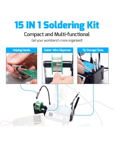 Estación de Soldadura WEP 927-IV 110W con Lupa LED y Accesorios