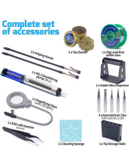 Estación de Soldadura WEP 927-IV 110W con Lupa LED y Accesorios