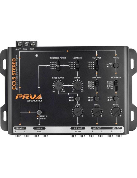 Crossover Electrónico PRV Audio EX3.5 Estéreo 2/3 Vías RCA