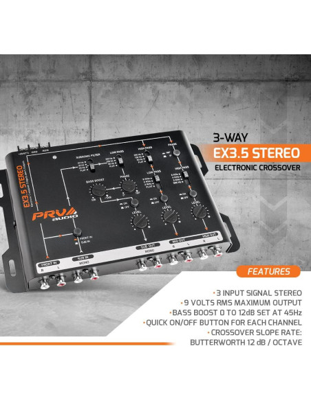 Crossover Electrónico PRV Audio EX3.5 Estéreo 2/3 Vías RCA
