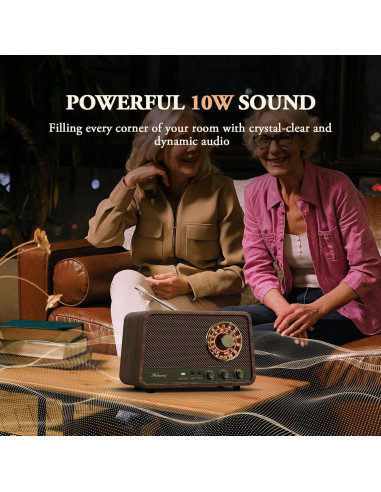 Radio AM FM Audiocrazy Vintage Madera Bluetooth 10W AUX