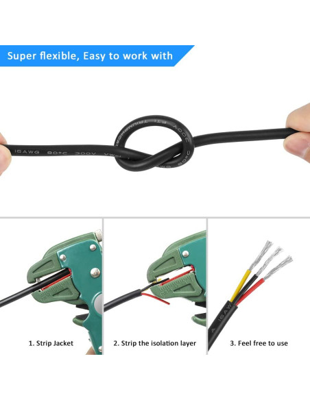 Cable eléctrico 16 AWG 3 conductores 30M GF PVC