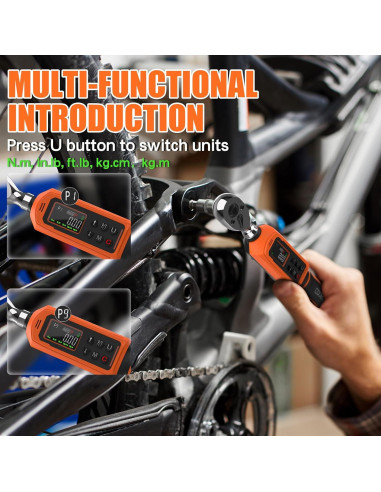 Llave de Torque Digital 1/4" Coobeast 0.45-30Nm con Pantalla LCD