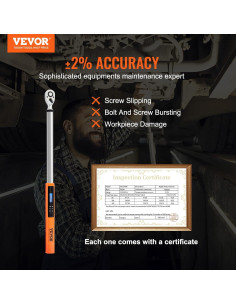 Llave de Torque Digital VEVOR 1/2" 34-340 Nm Precisión +/-2% 2