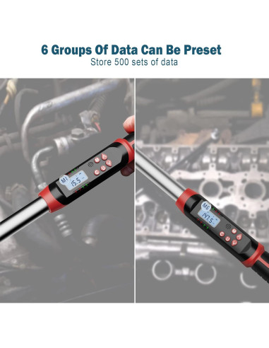 Llave de Torque Digital Leolee 1/2" 10-200 Nm con Alerta LED