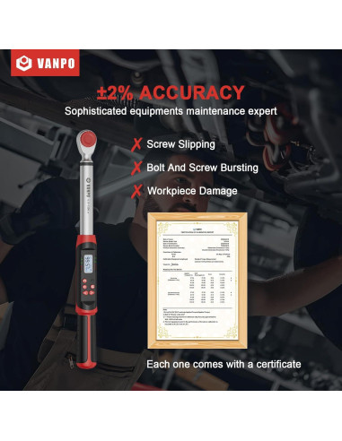 Llave de Torque Digital 1/2" VANPO VP-DTW01 6.8-135Nm
