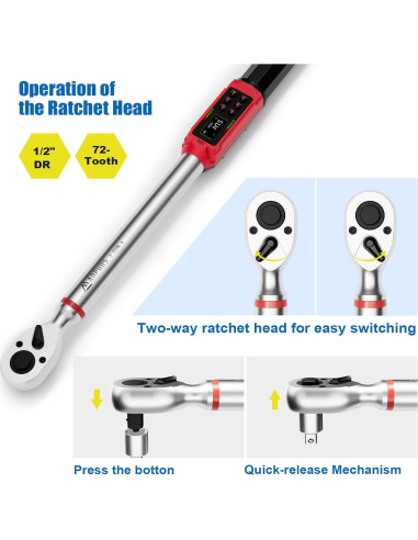 Llave de Torque Digital ANPUDS 1/2 Pulgada 3-200Nm Precisión 1%