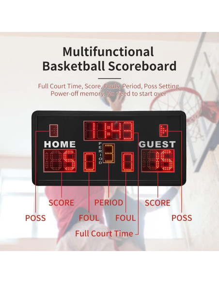 Tablero Electrónico de Baloncesto YZ con Control Remoto 90x45cm