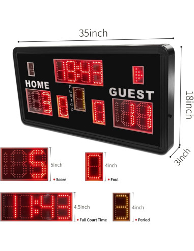 Tablero Electrónico de Baloncesto YZ con Control Remoto 90x45cm