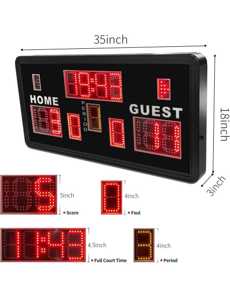 Tablero Electrónico de Baloncesto YZ con Control Remoto 90x45cm