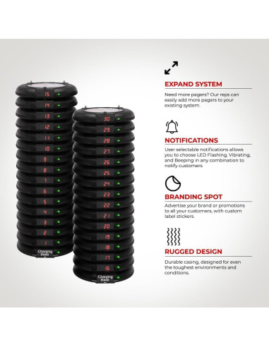Sistema de Paginación Inalámbrico Pagertec con 30 Pagers
