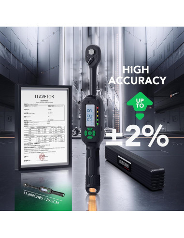 Llave de Torque Digital 3/8" LLAVETOR 6.8-135Nm Precisión +/-2%