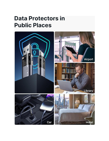 Bloqueador de Datos USB JSAUX Paquete de 4 Carga Segura