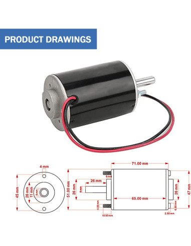Motor de Corriente Continua 12V 30W 3500RPM Flylin