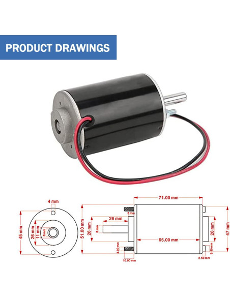 Motor de Corriente Continua 12V 30W 3500RPM Flylin Motor de Corriente Continua 12V 30W 3500RPM Flylin