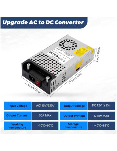 Convertidor AC a DC 12V 600W BOSYTRO - Fuente de Poder 50A 2