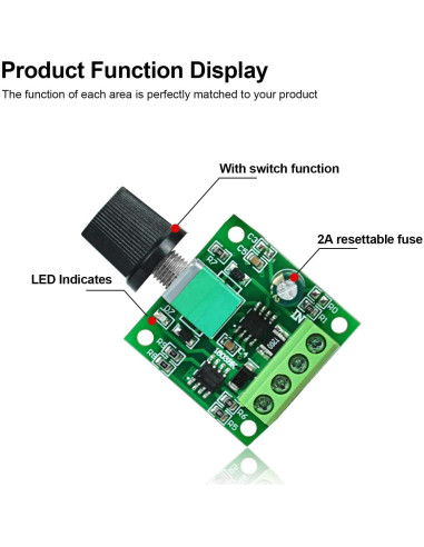 Controlador de Velocidad Motor CC PWM 2A 2 Paquete ALEDECO