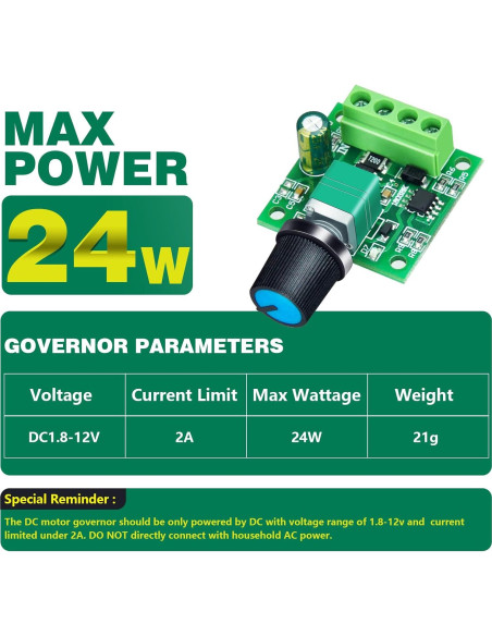 Controlador de Velocidad Motor CC PWM 2A 2 Paquete ALEDECO