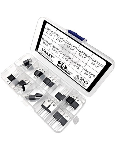 Kit de Transistores MOSFET TO-220 VANXY 20 Pcs IRF1404-IRF5305